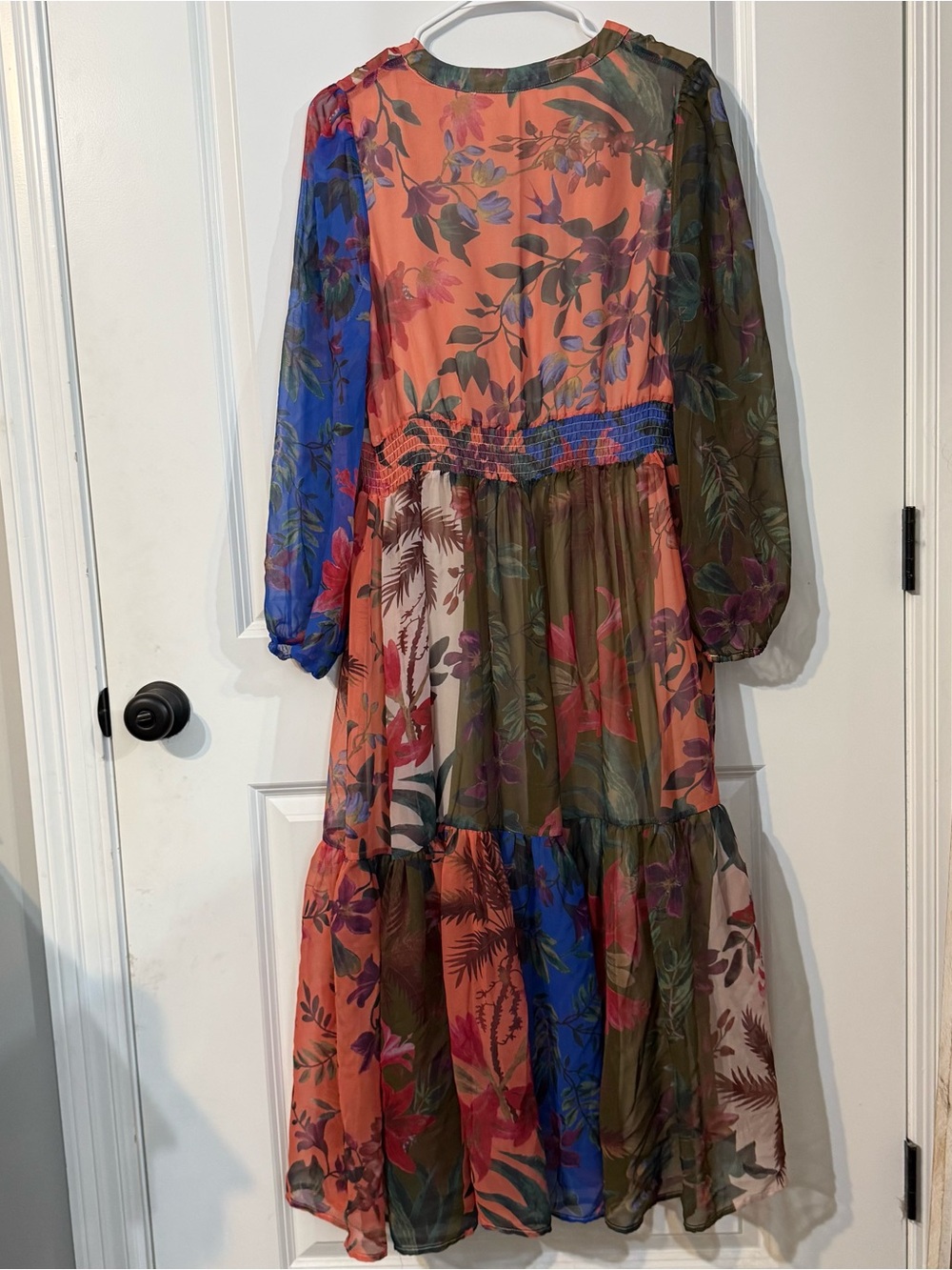 See and Be Seen Floral Embroidered Maxi Dress Women’s Medium Boho Sheer Sleeve - Picture 2 of 6